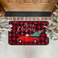 thumbnail image 5 of Christmas Red Truck Kitchen Rugs Set 2 Pieces Non Skid Kitchen Floor Rug and Mat Buffalo Plaid Check Merry Christmas Kitchen Rugs and Mats Carpets for Xmas Floor Decor 17"x47"+17"x30", 5 of 6