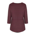 thumbnail image 4 of Yuzhih 3/4 Length Sleeve Womens Tops Striped Color Block Shirts V Neck Casual Baggy Flowy Pleated Shirts, 4 of 4