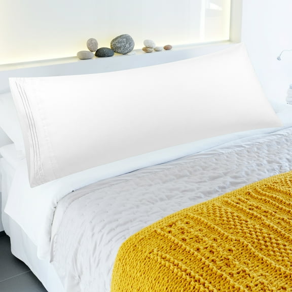 PiccoCasa Microfiber Embroidery Envelop Body Pillowcases White 20"x54"