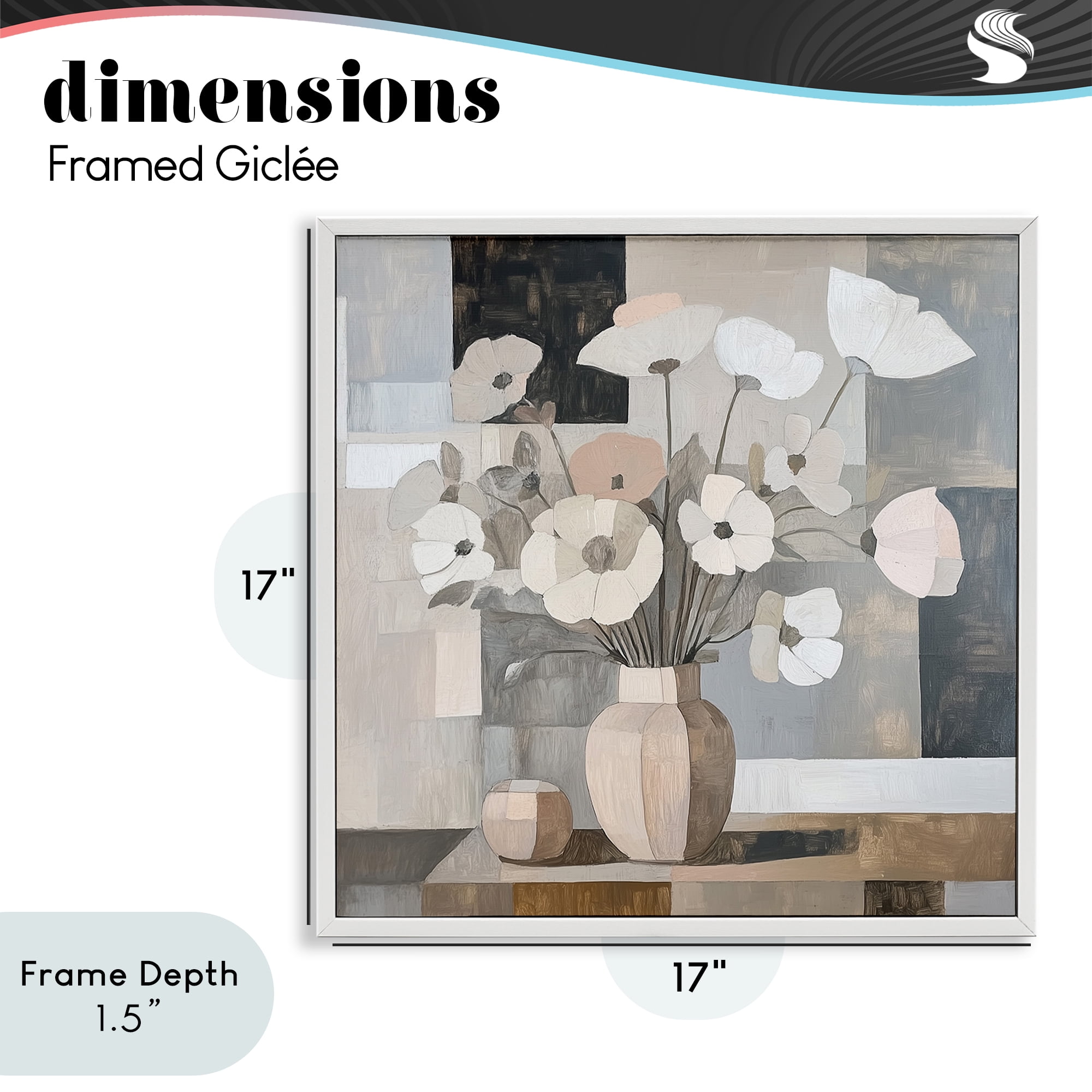 Stupell Industries Muted Pastel Poppies in Cubism White Framed Giclee Art, design by Heidi Kuntz