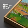 thumbnail image 3 of IDEA4WALL Extra Large Framed Canvas Print Wall Art Village on the Hill Vibrant Landscape Nature Scenery Antique Retro Fine Art Countryside Decorative for Home Decoration - 60"x20", 3 of 5