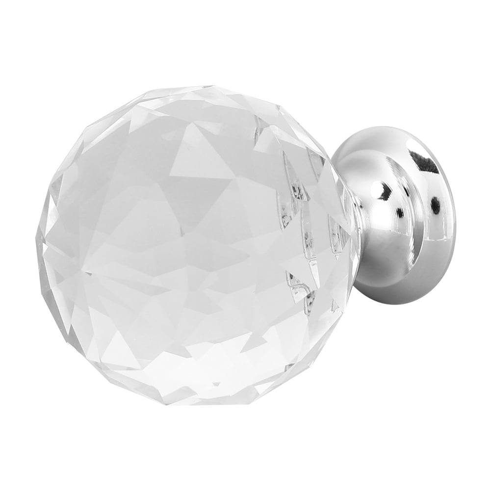 Door 10Pcs 30mm Crystal Ball Pull Drawer Cabinet Furniture Handle Knob( Silver Base   Transparent)