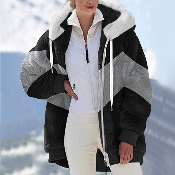 Chaqueta de abrigo de imitación cálida para mujer a la moda, ropa de abrigo de manga larga con cremallera de invierno Fridja po638