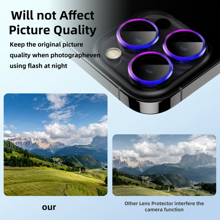 For iPhone 15 14 Pro Max Plus 13 Metal Ring Tempered Glass Camera Lens  Protector