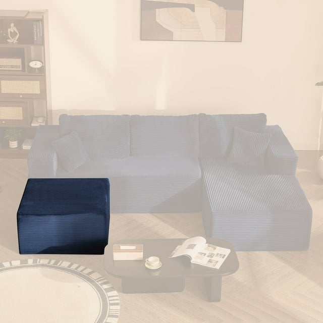 BIGSYY Pouf Carré Douillet, Assise Confortable, Aucun Assemblage Requis, Bleu
