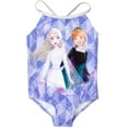 thumbnail image 3 of Disney Frozen Elsa Princess Anna Big Girls 2 Pack Crossover One Piece Bathing Suits Toddler to Big Kid, 3 of 5