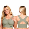 thumbnail image 2 of VISALY Women Seamless Wirefree Lifting Shaping Posture Corrector Bras Soft Padded Full Coverage T-Shirt Bra for Senior Comfy No Underwire Pull On Support High Impact Yoga Workout Bralette Green M, 2 of 8
