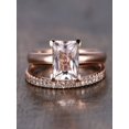 thumbnail image 2 of Sale: 1.25 Carat Peach Pink Morganite (princess cut Morganite) and Diamond Engagement Bridal Wedding Ring Set in 10k Rose Gold, 2 of 2