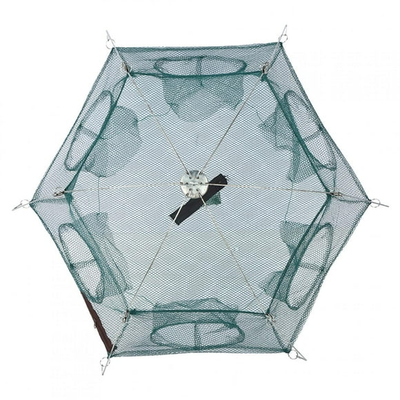 Cage à Crevettes Pliante Filet de Pêche, Petit Filet de Pêche Piège à Appâts Filet de Pêche, pour Carpe Noire Crabe 6 Coins Clos 80cm