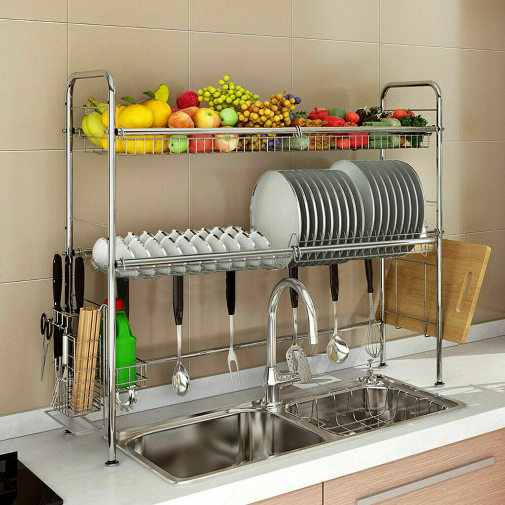 Haofy 34inch 304 Stainless Steel Over the Sink Dish Drying Rack Shelf Stainless Steel Drying Rack Over Sink