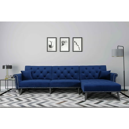 Seat Sofa Bed, Blue Leather Sleeper Sofa Sectional