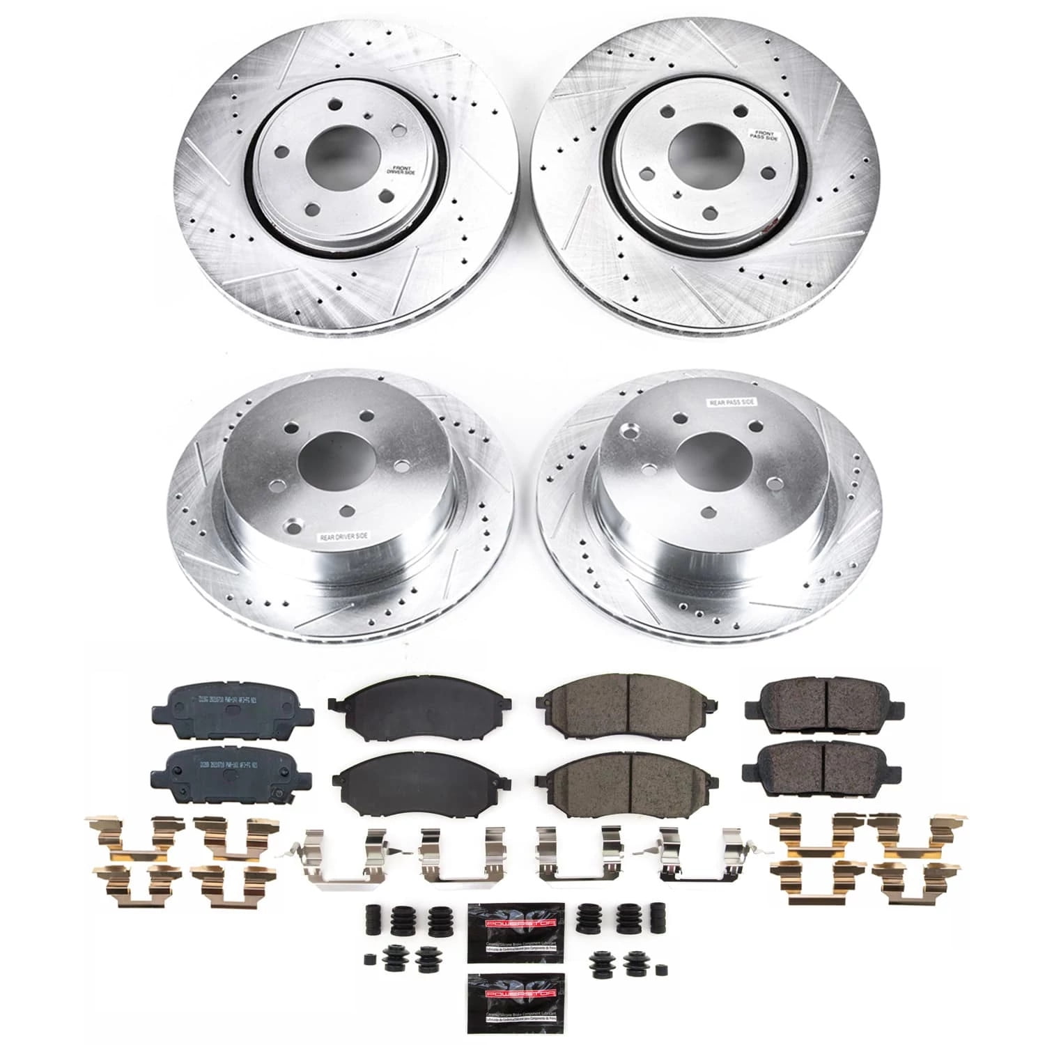 PowerStop Front and Rear Z23 Evolution Sport Carbon-Fiber Ceramic Brake Pad and Drilled & Slotted Rotor Kit Fits: INFINITI Select Models K9135