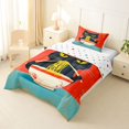 thumbnail image 2 of Manfei Retro Cat Twin Comforter Sets, Japanese Ramen Kitten Bedding Set, Red Teal, Polkadot Reversible, 2-Piece, 1 Comforter and 1 Pillowcase, 2 of 7