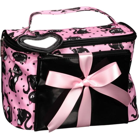 Modella Pink Cat Print Train Case Gift Set, 3 pc