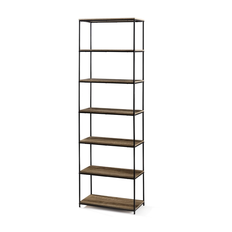Mainstays Metal Frame 6-Shelf Bookcase, Brown photo 3