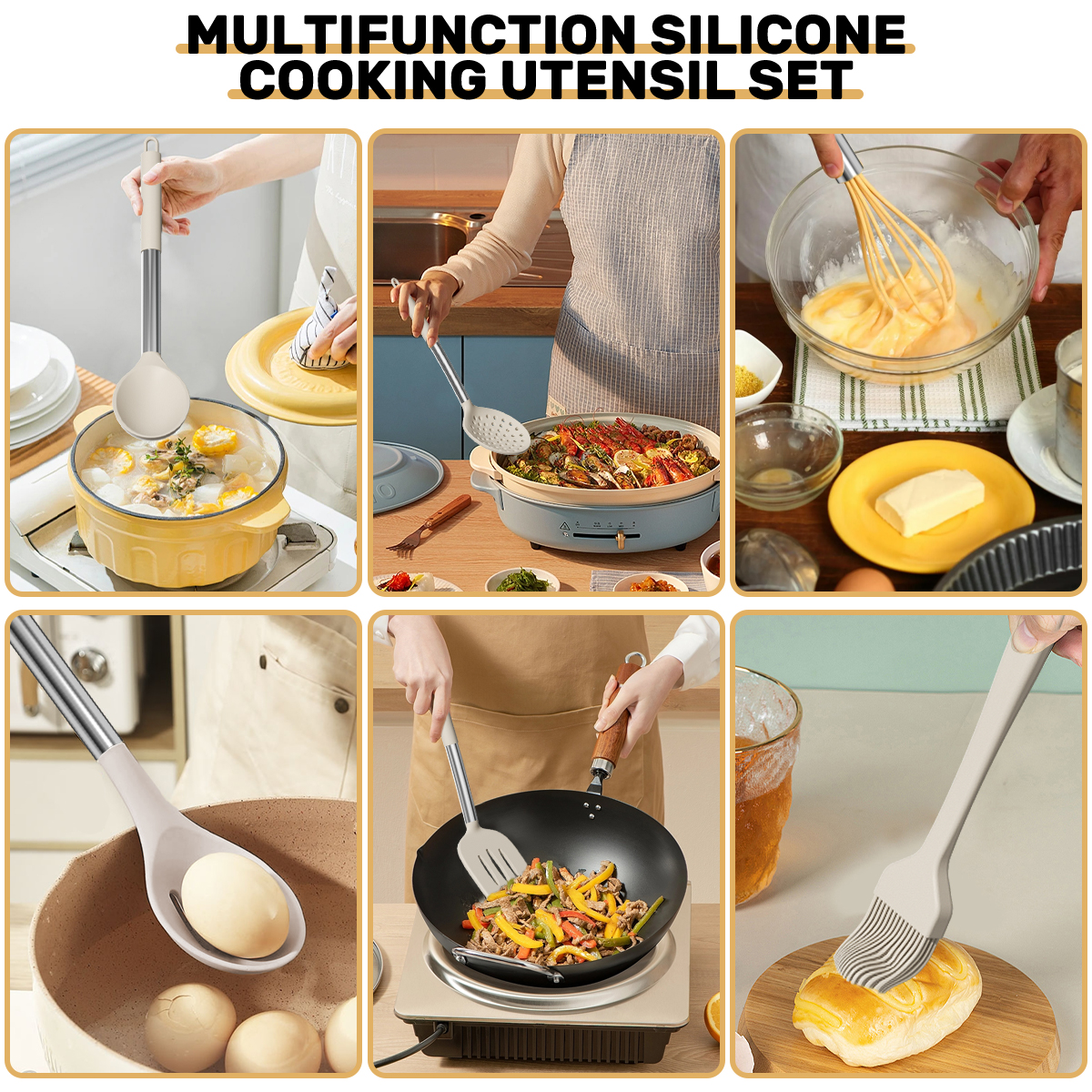 GPED 30-Piece Silicone Cooking Utensil Set with Stainless Steel Handles photo 4