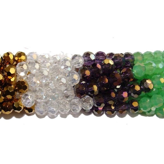6mm 12.5" Green Gold Purple Clear Glass Faceted Round Beads Genuine Gemstone Natural Jewelry Making