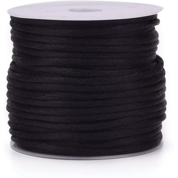 32.8 Yards Nylon Cord 1mm Nylon String Satin Rattail Cord Bracelet String Knotting Cord Beading Thread for Jewelry Making Necklaces(Black) diy