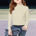 thumbnail image 2 of YunPes Girl's Cute Ruffle Mock Neck Sweaters Casual Plain Long Sleeved Ribbed Knit Sweater Fall Winter Base Layer Pullover Tops, 2 of 6
