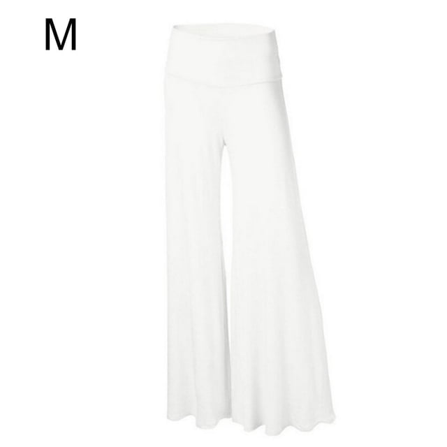Pantalones Pantalones de yoga de cintura alta Pantalones de mujer de pierna ancha Ropa deportiva, Blanco, M seitruly AP002098-02