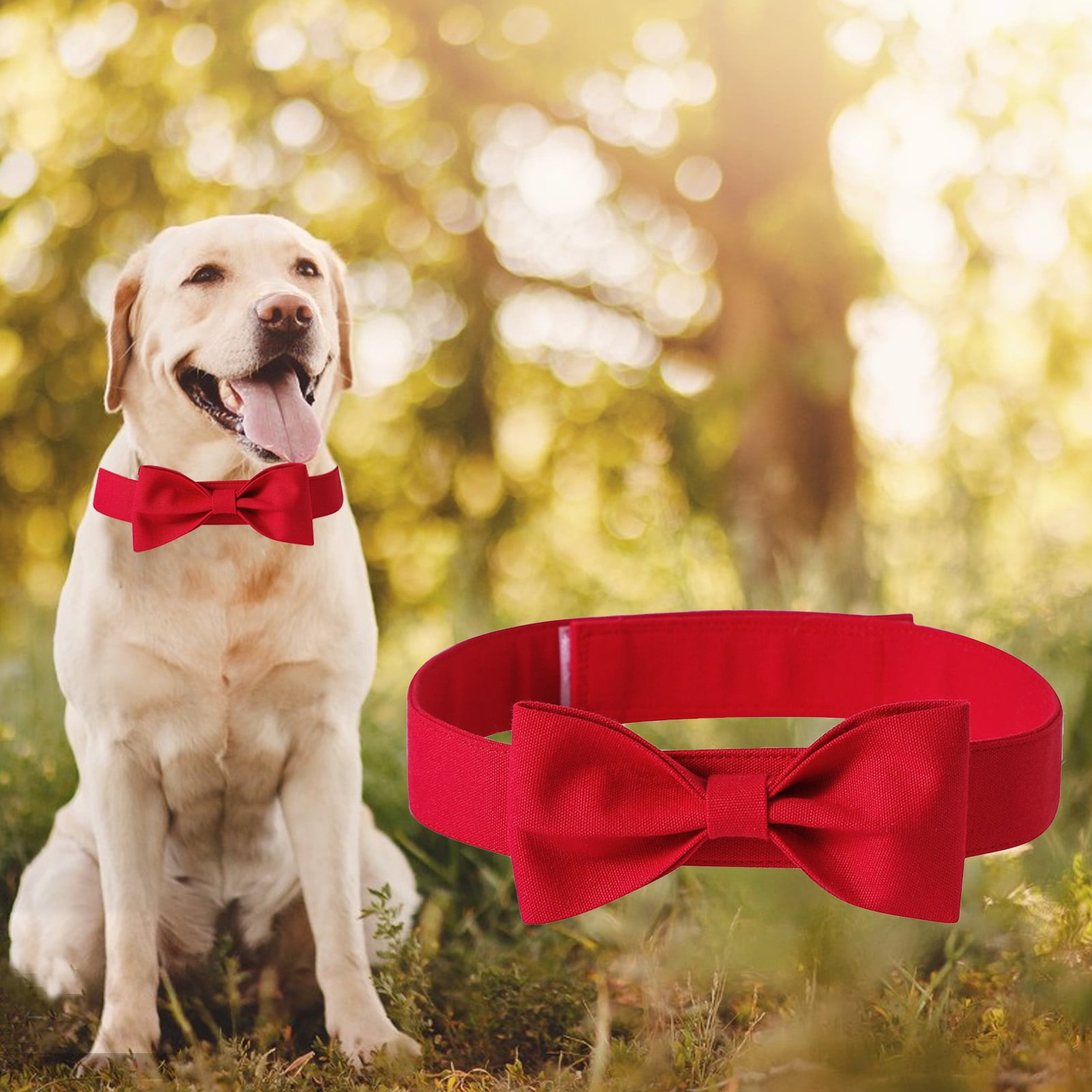 Trayknick Dog Neck Tie Solid Color Adjustable Head Wear Pet Bow Collar Dog Accessories for Wedding Party Cyan L