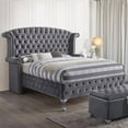 thumbnail image 3 of 86" X 87" X 66" Gray Velvet Queen Bed, 3 of 4