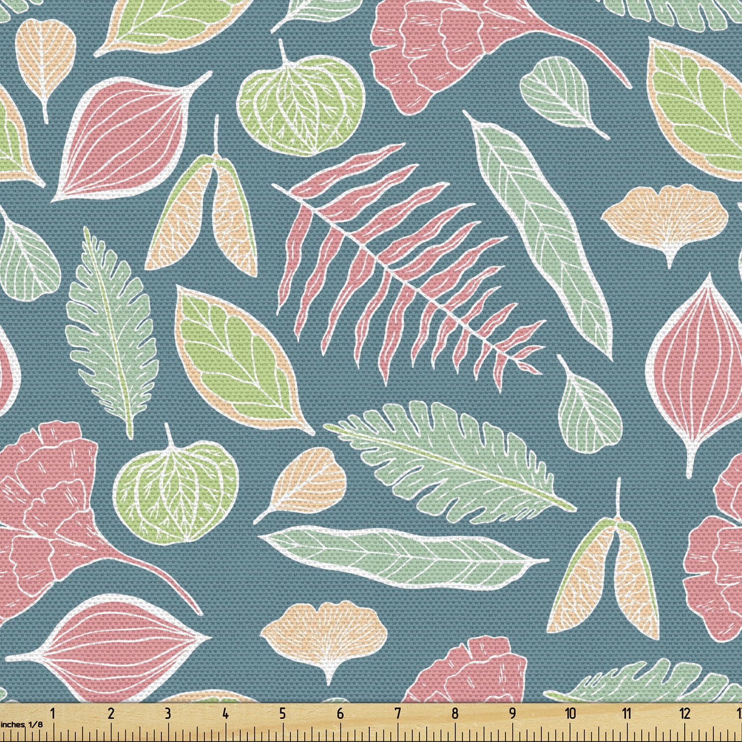 Botanical Fabric by the Yard, Pastel Tone Repetition with Various