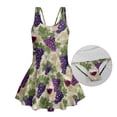 thumbnail image 6 of Tutolipy Grape Pattern Design Sleeveless Tank Swimsuit, Swim Dress Girls One Piece Swimsuit with Skirt for Beach Summer Beach Size 8-9 Years, 6 of 8