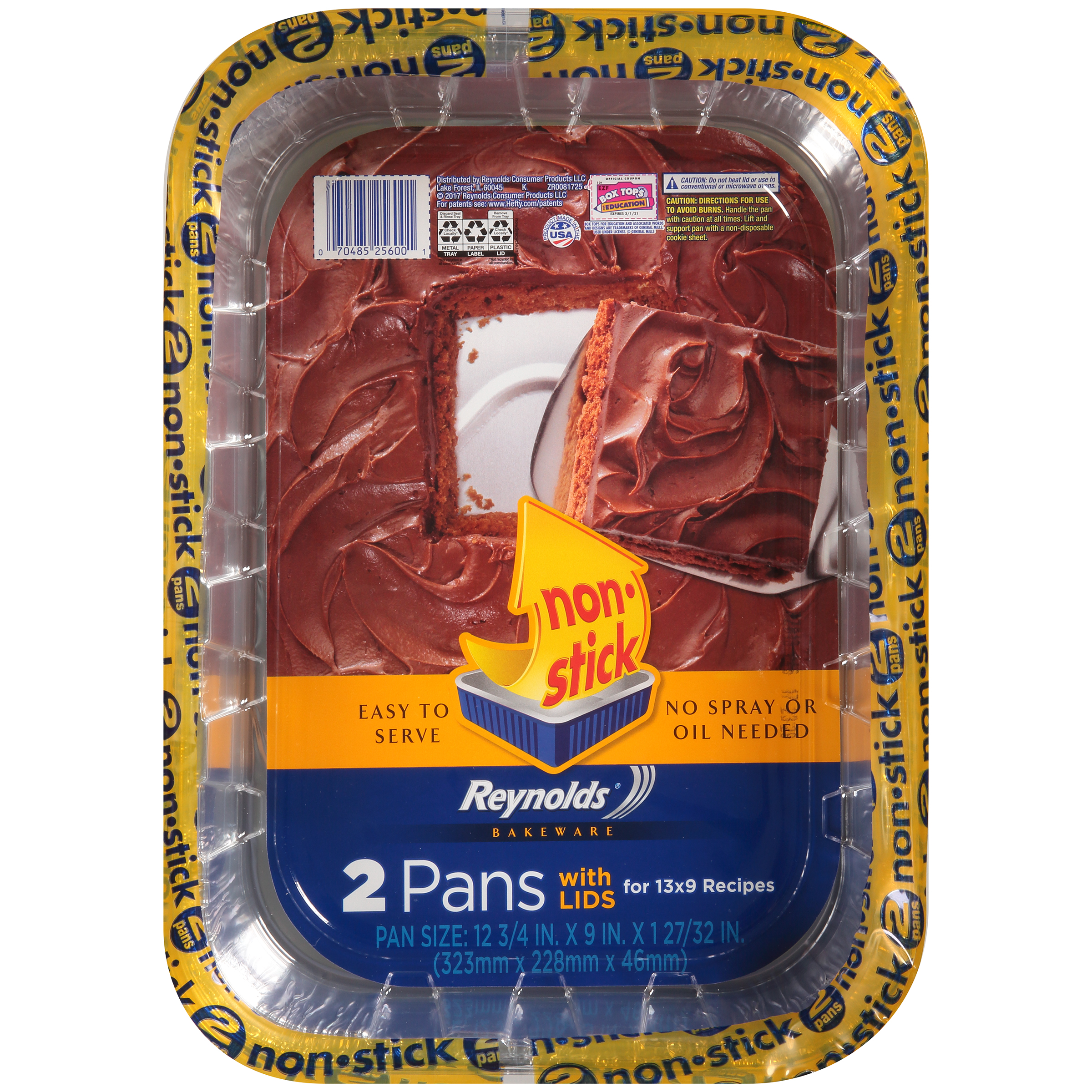 Reynolds Disposable Aluminum Cake Pans with Lids, 12 3/4 x 9 x 1 27/32