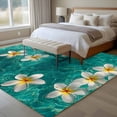 thumbnail image 5 of Summer Sea Washable Living Room Rugs 5'x8', Watercolor White Eggflower Floral Ripples Seawater Low Pile Throw Large Area Rug Non-Slip Sturdy Edge Binding Carpet for Living Room Kitchen Office, 5 of 9