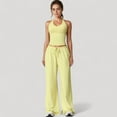thumbnail image 2 of Women's Cropped Active Tank Top with Built-In Bra and Racerback Design - Small, Yellow, 2 of 6