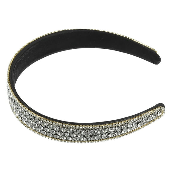 Unique Bargains Women Rhinestone Headband Wide Headband Bejewelled Hairband Women Luxury Sparkly Silver Tone
