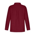 thumbnail image 5 of Knosfe Top Women Busines Casual Roll Up Long Sleeve Womens Shirts Button Down Cotton Linen Ladies Dressy Tunic Tops Loose Womens Blouses Clearance with Pocket Wine 2XL, 5 of 6