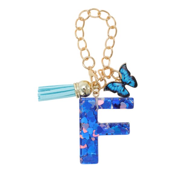 Unique Bargains 1 Pc Butterfly Letter F Water Cup Pendant for Office Blue Alloy Plastic