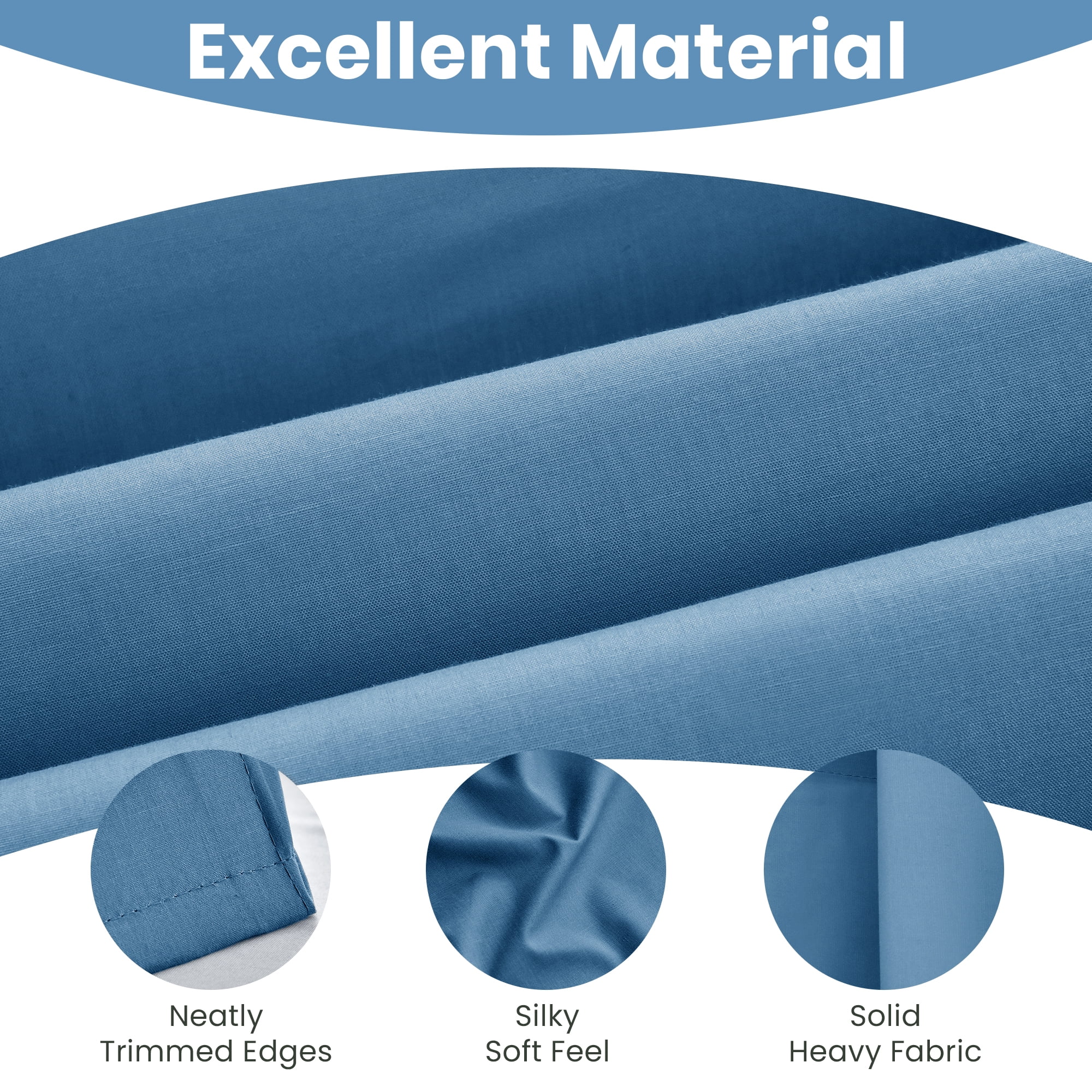 Lux Decor Collection Blackout Curtains for Living Room, Set of 2 Curtains for Bedroom, Thermal Insulated Blackout Curtains - 52"x63" - Blue