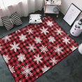 thumbnail image 3 of Area Rugs For Living Room Decor - Snowflake Red Plaid Anti Slip Throw Washable Rugs 3x5 For Bedroom, Soft Indoor Carpet For Bedroom Living Room 60x39In, 3 of 5