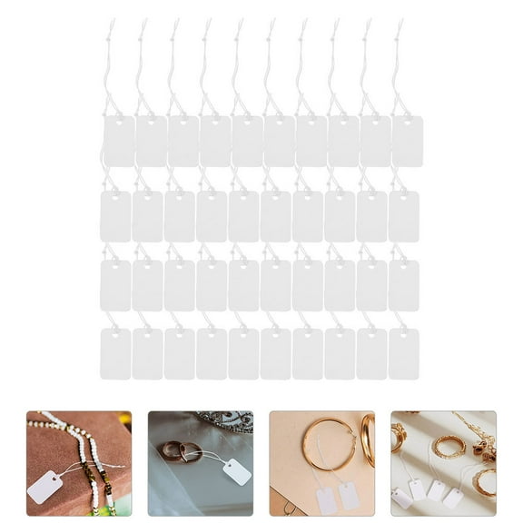 OUNONA 200 Pcs Small Price Tag Tag Lanyard Tags Sales Tags 8X2X0.2CM White