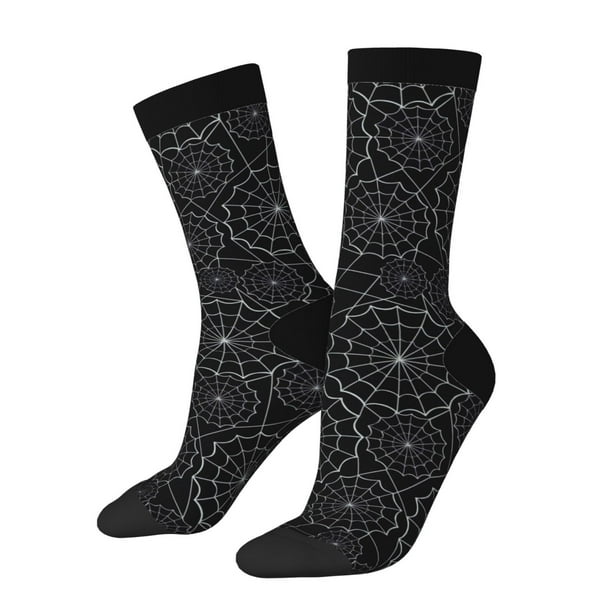 Balery Spider Web Black Calcetas Largas con Estampado para Hombre y Mujer – Suaves y Transpirables, Talla Única (US 5-11)