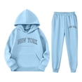 thumbnail image 4 of Long Sleeve Hoodie and Sweatshirt with Letter Print, Girls' Casual Pullover Top for Outdoor Activities, New York Graphic Design, 4 of 4