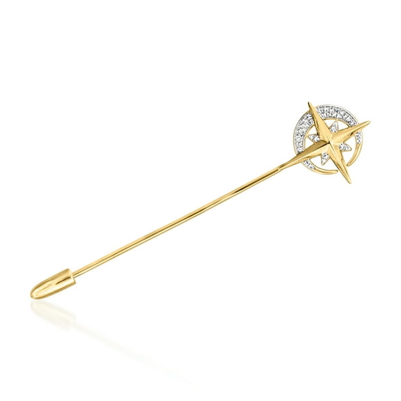Ross-Simons 0.10 ct. t.w. Diamond Celestial Stick Pin in 18kt Gold Over Sterling, Women's, Adult