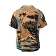 thumbnail image 7 of Picia Playful Otter Tropical Beach Men's Linen Shirts Short Sleeve Cuban Beach Shirts Casual Shirts Button Down Shirt for Men Beach Summer Wedding Shirt-3X-Large, 7 of 7