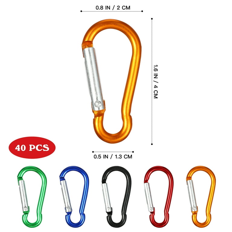 Carabiner 40 Pcs Snap Hook Clips Spring Door Waterbottle Lockiing Carabiners Backpacking Aluminum, Men's, Size: One size, Other