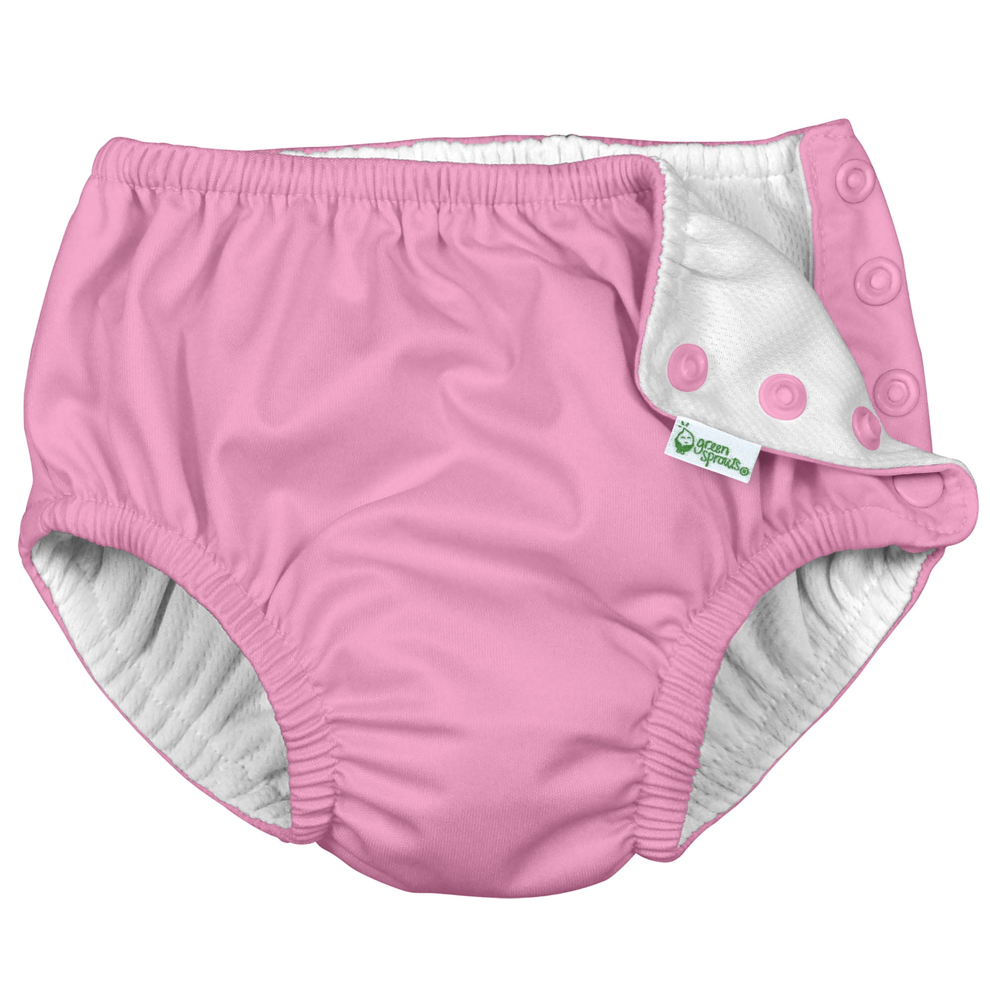 i Play (2 Pack) Unisex Reusable Absorbent Baby Swim Diapers - Swimming Suit Bottom | No Other Diaper Necessary Gray and Pink 6 Months