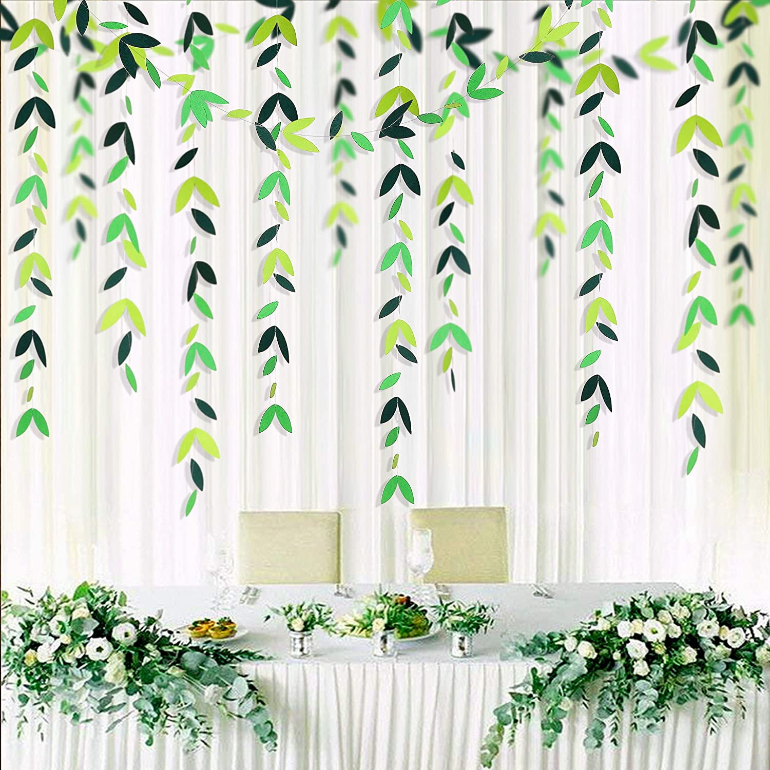 52Ft Iridescent Leaf Garland Holographic Paper Colorful Hanging Leaves Streamer Bunting Banner for Birthday Baby Shower Wedding Engagement Bridal Shower Bachelorette Holiday Party Decoration Supplies 