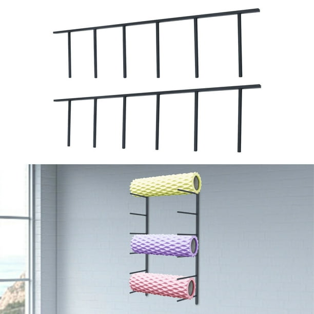 OUKANING 6Tier Wall Mount Yoga Mat holder & Foam Roller Rack Yoga Mat