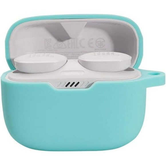 Soft Silicone Protective Case Cover Compatible with JBL Tune 130NC TWS True Wireless Earphones Shockproof Portable Cover with Carabiner(Mint Green)
