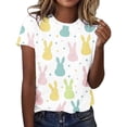 thumbnail image 3 of TaTaai Women's Easter Egg Hunt Tee Short Sleeve Crew Neck Bunny Print Fitted Spring Summer Base Layer Top Family Daily Weekend Gift, 3 of 5