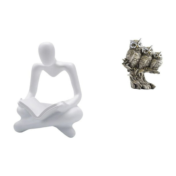 Figura de pensador abstracto,Estatua de pensador abstracto,decoración para el hogar,Figura humana decorativa para oficina,coleccionable,Figuras de búho,Figuras de búho,animales