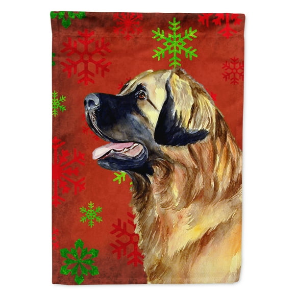 Carolines Treasures LH9348-FLAG-PARENT Leonberger Red and Green Snowflakes Holiday Christmas Flag  multicolor