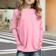 thumbnail image 2 of T Shirts for Girls Pink Long Sleeve T Shirts with Pocket Kids Crewneck Basic Tees Fall Tops Girl Top 4-5 Years, 2 of 5